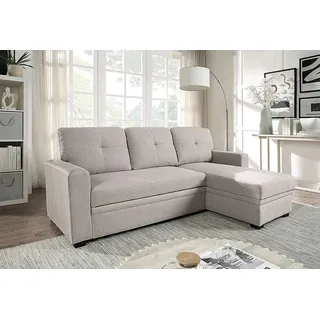 Atlantic Home Collection Ecksofa »Gerrit L-Form, B: 216 cm« mit Bettfunktion & Bettkasten, beige