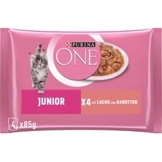 Bild ONE Junior Kittenfutter nass, zarte Stückchen in Sauce Lachs 12x4x85 g