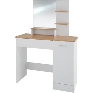 Tectake tectake® Schminktisch, im modernen Look, 3 offene Ablagen, unterteilte Schublade, 90 x 40 x 137,5 cm