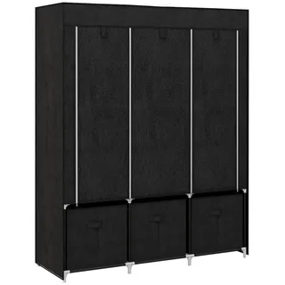 Homcom Stoffschrank, Kleiderschrank, Faltschrank mit Reißverschluss, Faltbare Garderobe , Schwarz , Kunststoff , 5 Fächer , 3 Schubladen , 43x162.5x125 cm , Schlafzimmer, Kleiderschränke, Stoffschrank