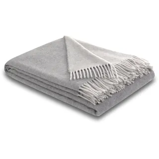 Biederlack Kuscheldecke 130 x 170 cm Wolle Silber