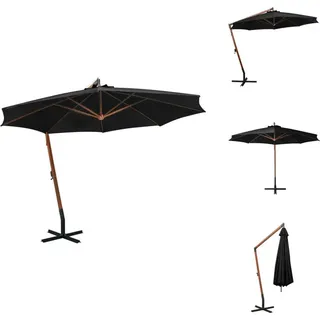 vidaXL Ampelschirm mit Mast Schwarz 3,5x2,9 m Massivholz Tanne - Sonnenschirme & Sonnenschutze - Schwarz
