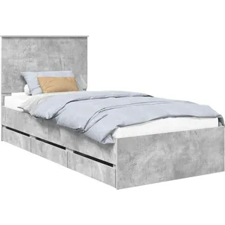vidaXL Bettrahmen mit Kopfteil Beton Grau 90 x 190 cm Ingenieurs Holz - Grau