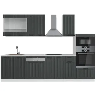 Vicco Küchenzeile Fame-Line 300 cm Anthrazit Landhaus/Weiß