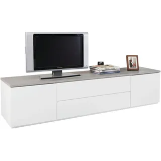 Carryhome Lowboard , Grau, Weiß , Holzwerkstoff , 2 Fächer , 200x45x45 cm , FSC Mix , Wohnzimmer, TV Möbel, Lowboards