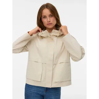 Parka VERO MODA "VMMICHELA SHORT PARKA", Damen, Gr. M, oatmeal, Web, Obermaterial: 100% Polyester, unifarben, hüftlang, Jacken Parka, Polyester