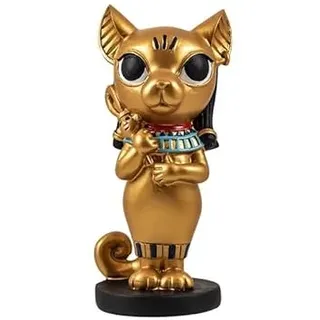 DRW Bastet Kinderfigur Ägyptische Göttin Goldene Katze aus Harz, handbemalt, 6 x 3 x 15 cm