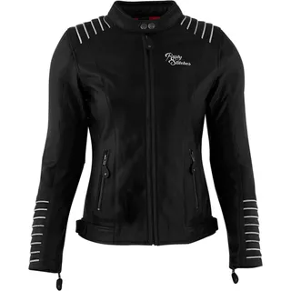 Rusty Stitches Amanda Damen Motorrad Lederjacke Schwarz/Weiß 42