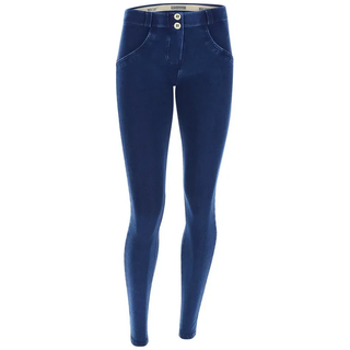 Jeggings FREDDY "WRUP2RC002ORG", Damen, Gr. XL (42), N-Gr, blau (schwarz, blau), Stoff, Obermaterial: 84% Baumwolle, 16% Elasthan, lang, Hosen Jeggings, mit Lifting & Shaping Effekt