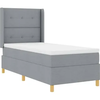 vidaXL Boxspringbett mit LED-Lichtleisten Hellgrau 90 x 200 cm Stoff - Hellgrau