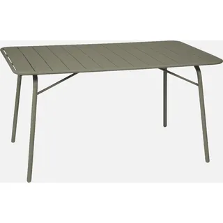 sweeek - Klappbarer Gartentisch aus Stahl für 6 Personen - Khaki - Grün