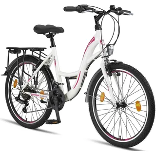 Licorne Bike Stella Premium City Bike 20,24,26 und 28 Zoll Fahrrad für Mädchen Herren und Damen 21 Gang (6 Gang bei 20 Zoll) Holland Citybike - Weiß