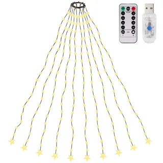 salcar 2m Christbaumbeleuchtung mit Ring, Weihnachtsbaum Lichterkette mit 10 Girlanden, 200 LED Lichterkette für Baum, Tannenbaum, Grüngürtel, Busche - Warmweiß