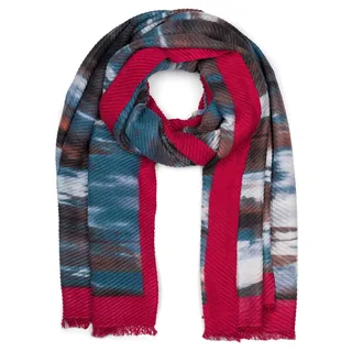 styleBREAKER Schal "Plissierter Schal mit Pinselstrich Muster" 1 Stk., bordeaux, petrol, blau