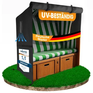 Naturiz® Premium Strandkorb Schutzhülle Winterfest - wetterfest - wasserdicht/Strandkorb Abdeckung reißfest & UV-beständig mit Belüftungsfenstern, 600D Oxford (Schwarz, 155cm)