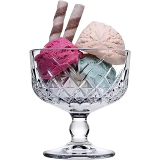 Pasabahce 440211 Eisbecher Dessertschale „Timeless“ im Kristall-Design, Retro-Design ~280 ml, 2er Set aus Glas