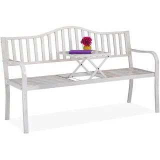 Relaxdays Gartenbank 150 x 89 x 58,5 cm Weiß-Bronze