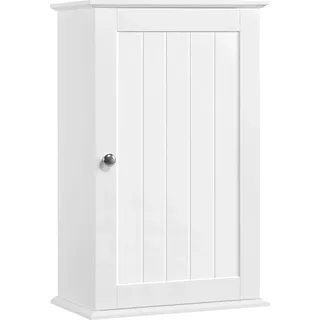 Hängeschrank, Wandregal mit einer Tür, Badezimmerregal, Küchenschrank, Medizinschrank in Weiß, 35 x 20,7 x 55 cm