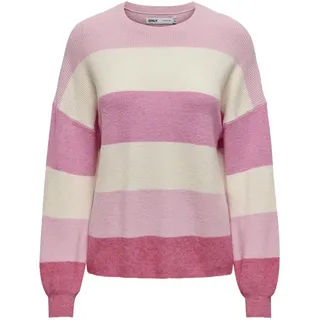 Only Damen, Onlatia L/S Stripe Pullover Knt Noos pink Lady/Stripes:w. Jetstream/Moonlight/Pink Yarrow XS,