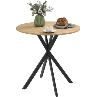 Homcom Runder Küchentisch Ø 80 cm weiße Eiche