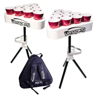 Versapong Tragbarer Beer Pong Tisch/Heckklappenspiel mit Rucksack-Tragetasche und Bällen