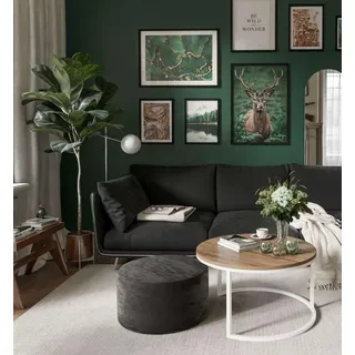 Runde CIRI-Bank mit Pouf Wotan Eiche Artisan Stirling - Schwarz, Weiß, Grün, bordeaux, Blau, Grau, Beige, Hellblau, Rosa, Gelb