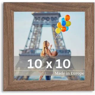 VictoR Bilderrahmen Klee 10x10 cm in Braun - moderner schlichter Fotorahmen Quadratisch Holz - Bilderrahmen 10x10 Braun