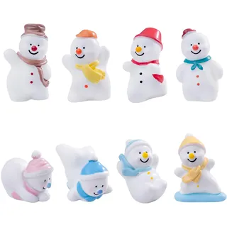 BoomTeck 8 Stück Deko Figuren Schneemann Mini Figuren Weihnachten Schneemann Ornamente Klein Weihnachtsfiguren Weihnachtsdeko für Garten Moos Puppenhaus Schneekugel Kuchen Landschaft Tisch Blumentopf