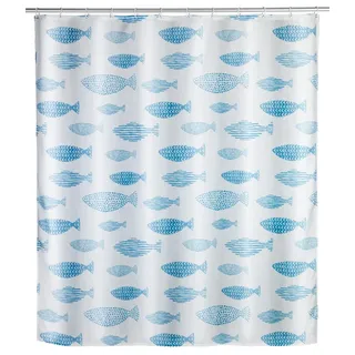 Wenko Duschvorhang Aquamarin 180 x 200 cm blau Fisch