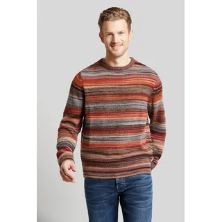 Rundhalspullover BUGATTI, Herren, Gr. XXL, braun (rost), 50% Wolle, 50% Polyacryl, gestreift, regular fit, Rundhals, Rippbündchen, Pullover Rundhalspullover, mit Multicolor-Farbverlauf