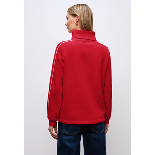 Sweatshirt STREET ONE, Damen, Gr. 36, racing rot, Sweatware, Obermaterial: 60% Baumwolle, 40% Polyester, unifarben, bequem hüftbedeckend, Rundhals, Flachstrickbündchen, Sweatshirts Sweatshirt, mit Stehkragen