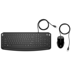 HP Pavilion 200 kabelgebundene Tastatur und Maus - (1600 DPI, USB 2.0-Anschluss, LED-Anzeige, Windows 10, Windows 8) Spanische QWERTY-Tastatur, schwarz