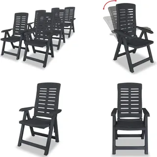 vidaXL Garten Liegestühle 6 Stk. Anthrazit - Gartenstuhl - Gartenstühle - Gartensessel - Klappstuhl - Grau