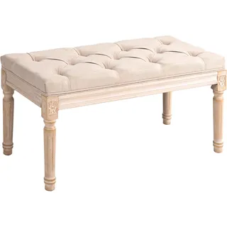 Homcom Vintage Bettbank, Flurbank mit Knöpfen, Leinenoptik, bis 120 kg Belastbar, 80x40x43cm, Beige