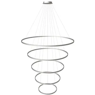 s.luce Led-Hängelampe 5er Ring Aluminium Ø 150 | 120 | 100 | 80 | 60cm , Alufarben , Metall , Rund , LED integrated , F , 150x3.3x1.3 cm , Lampen & Leuchten, Innenbeleuchtung, Hängeleuchten, Pendelleuchten