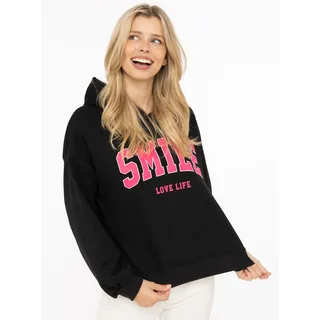 Zwillingsherz Hoodie Neon-Print Schwarz