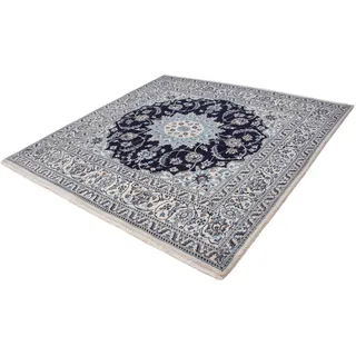 morgenland Orientteppich »Perser - Nain quadratisch - 200 x 196 cm - dunkelblau«, quadratisch, 10 mm Höhe, Wohnzimmer, Handgeknüpft, Einzelstück mit Zertifikat morgenland Dunkelblau B: 196 cm   1 St.