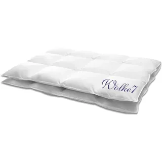 HANSKRUCHEN Wolke 7 Decke 90% Daunen 260x220 cm Medium waschbar Allergiker Daunendecke atmungsaktiv Kassettendecke weiß - Weiß
