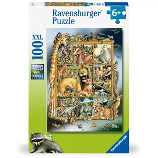 Ravensburger Kinderpuzzle - 12000862 Tiere im Regal 100 Teile XXL Puzzle für Kinder ab 6 Jahren