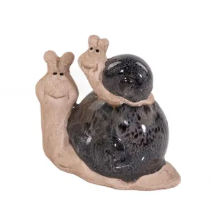 Gartendeko Schneckenfigur 10/11 cm , Dunkelgrau , Keramik , 10x11x6.6 cm , Dekoration, Dekofiguren & Skulpturen, Dekotiere