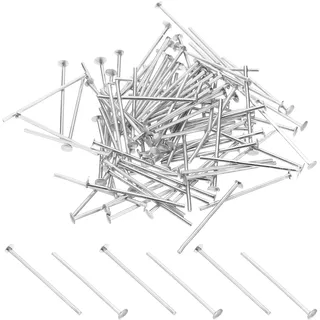 PATIKIL 0,98x0,11" Aluminium Kronleuchter Verbindungsstifte, 500 Stück Kronleuchter Kristallclips zur Befestigung von Kristallteilen, Kronleuchter Ersatzteile, Silber