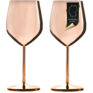 Intirilife Weinglas-Set Edelstahl 400 ml (2er-Set) , Metall , 0.4 L , bruchsicher , Gläser, Weingläser