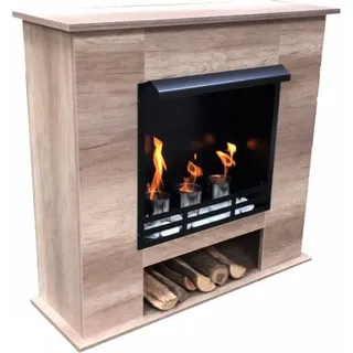 Ethanol und Gelkamin Kamin Modell 001B Eiche Hell inkl. 27 teil. Set - Braun