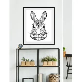 Bild QUEENCE "Edvin", schwarz (farbe rahmen: schwarz, farbe bild(er): schwarz, weiß), B:40cm H:50cm, Acrylglas, Holz, Papier, Bilder, Bild, HD Premium Poster-Druck inkl. Holzrahmen