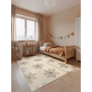 HANSE HOME Bloomy Kinderteppich 120 x 170 cm Beige/Weiß