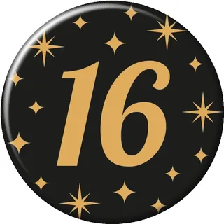 PD-Party 7032301 Classy Partei Abzeichen | Geburtstag Feier | Festliche Kleine Knöpfe – 16, Gold/Schwarz, 5.5cm Länge x 5.5cm Breite x 0.5cm Höhe
