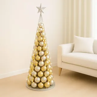 Deko-Baum HWC-O91, Weihnachtsbaum Schmuckbaum Weihnachtsdeko Christbaum zum Beschmücken, Metall 160cm  silberfarben - Silber