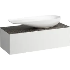 Laufen Il Bagno Alessi Schubladenelement, 1 Hahnloch, Steinplatte Marrone Naturale, Ausschnitt rechts, 120x50x37cm, zu WT-Schale H81897 4, H432325097, Farbe: Weiß matt