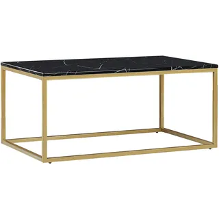 Beliani Couchtisch Marmor Optik schwarz/gold rechteckig 60/100 cm Delano