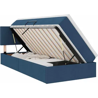 vidaXL LED-Speicherbett mit Matratze Blau 90 x 200 cm Stoff - Blau
